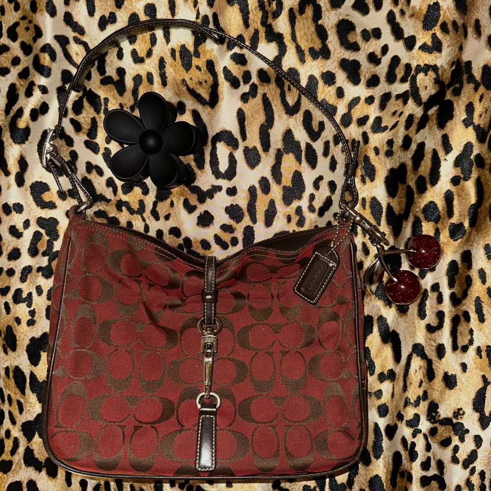 Coach Red and Brown Shoulder Bag